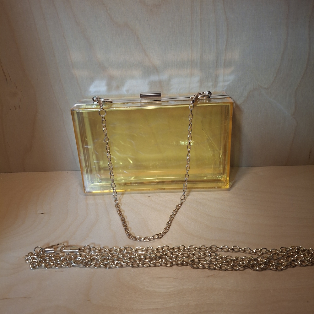 💋Bags Yellow Transparent Clutch with Chain💋